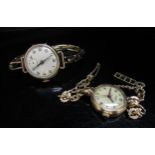 A 9ct gold bracelet watch 16.9g, a 9ct gold cased wristwatch and an Omega watch case