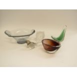 A collection of Scandinavian glass to include Kosta Vicke Lindstrand dish, Gehlin Gullaskruf bowl,
