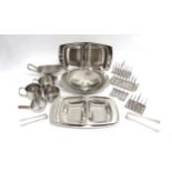 A collection of stainless steel, mainly Old Hall table wares and toast racks by Robert Welch,