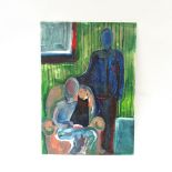 FAYE THOMPSON (XX/XXI) An unframed original acrylic on paper painting, titled "Family", signed
