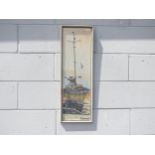 A mid 20th Century framed and glazed coloured pen on paper depicting a sailing vessel.