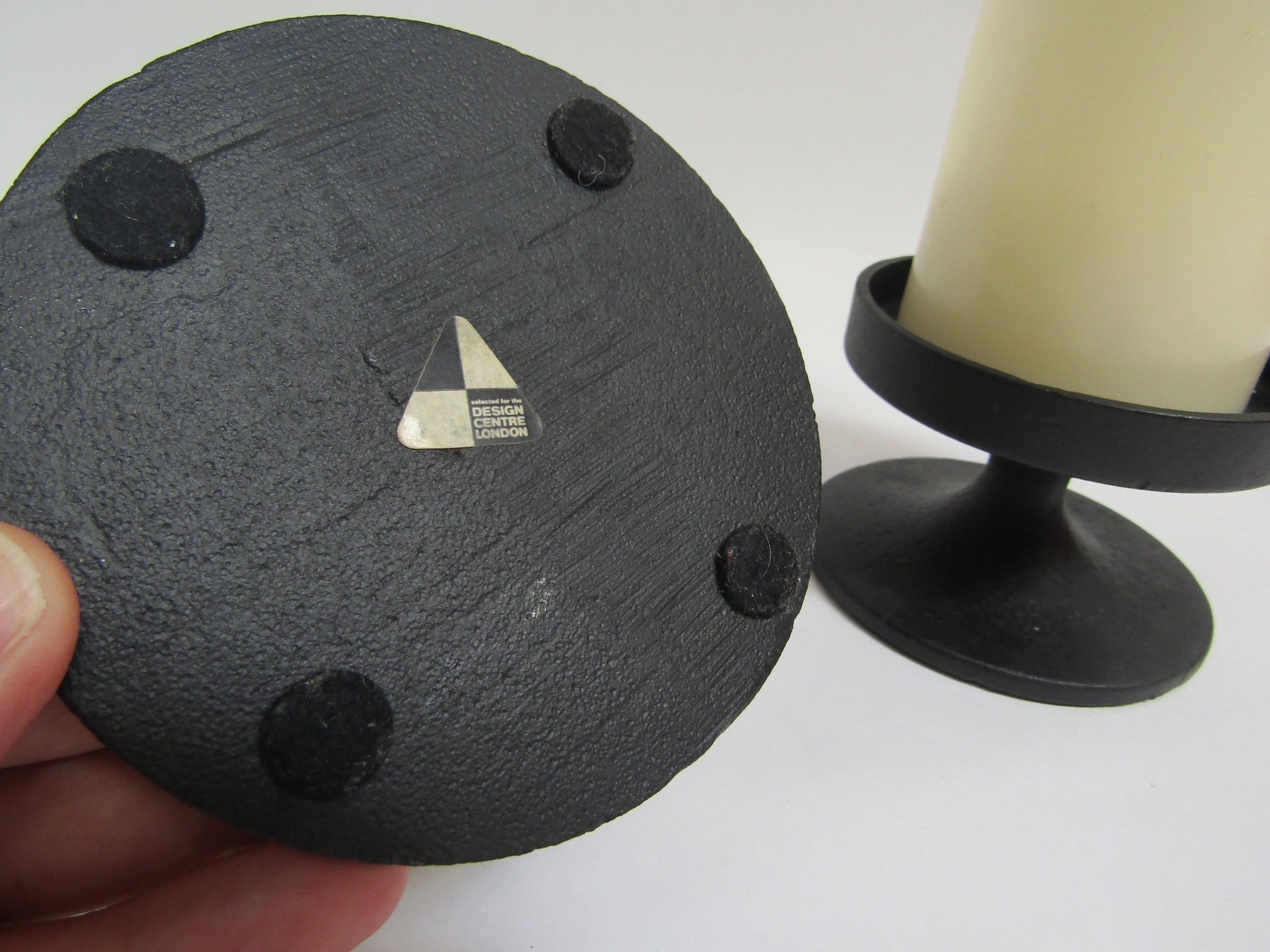 Robert Welch - A pair of cast iron 1960's Hobart range candle sticks with original design centre - Image 2 of 2