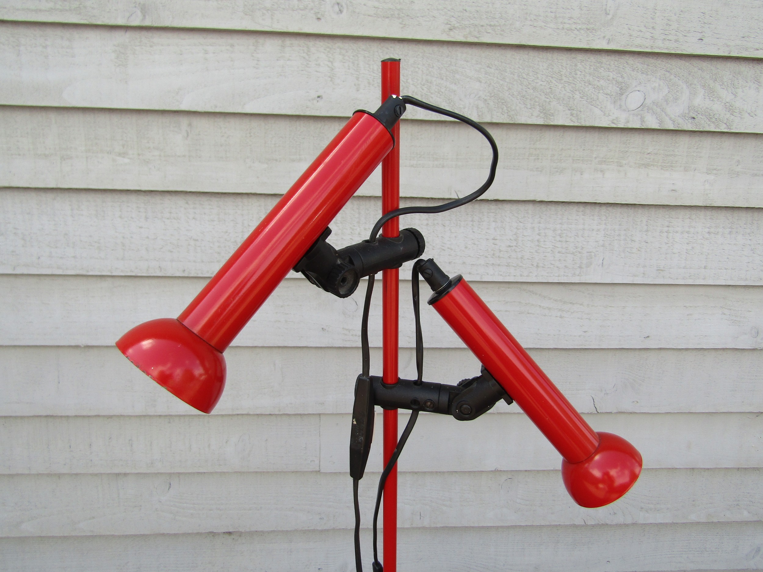 A Danish c1980's standard lamp in red with twin adjustable spots. - Image 2 of 2