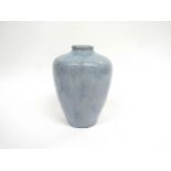 A Dutch mid 20th Century studio pottery vase by Frans Slot. Blue drip glaze. Painted mark to base.