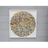 STEVEN GRIFFIN (1968): "Circle of Dots", framed and glazed collage, 85cm x 86cm