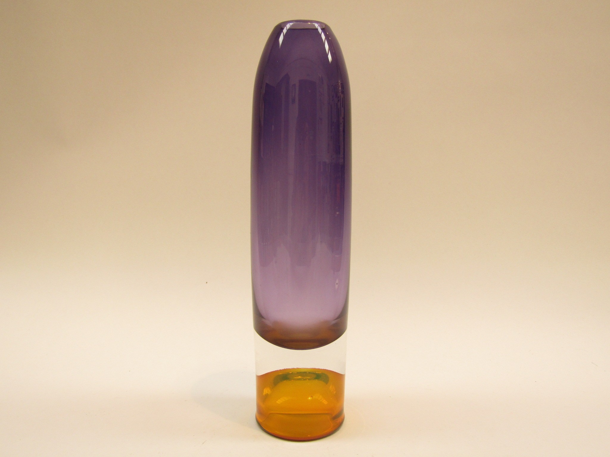 A Graham Muir, Scottish studio cased art glass vase, of torpedo form, signed G Muir to base. 24. - Image 3 of 4