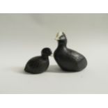 Paul Hoff for Gustavsberg - A ceramic figure of a Coot and a chick, both labelled to underside.