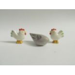 Lisa Larson for Gustavsberg - Two ceramic figures of Roosters, painted marks to bases. Each 5.5cm