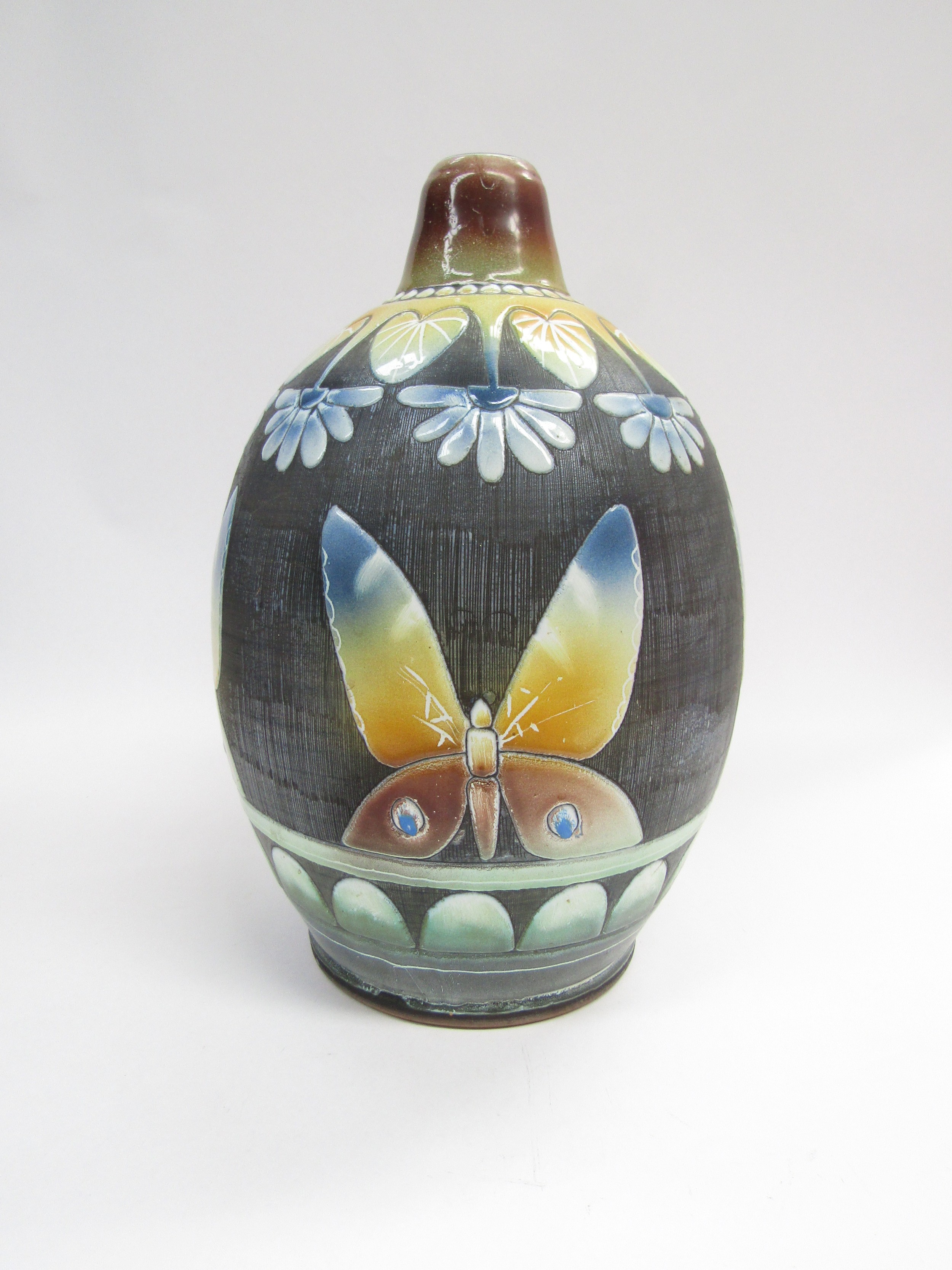 Tilgmans Keramic, Swedish 1960's studio pottery floor lamp base by Marian Zawadzki, butterfly design - Image 3 of 4
