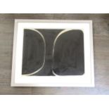 DONALD WELLS (XX) A framed black and white abstract painting, signed and dated 1961 lower right. (