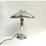 A 1980's chrome mushroom table lamp. 36cm high