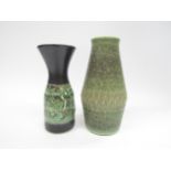A Bornholm Danish pottery vase, shape No.5989 with incised detail under an olive glaze, 16.5cm high.