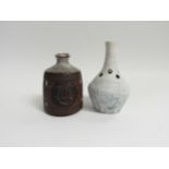 A Briglin Pottery unusual vase with incised fish decoration, 11cm high and a Carn Pottery vase