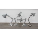 Four '1001' model angle poise lamps in grey colourway
