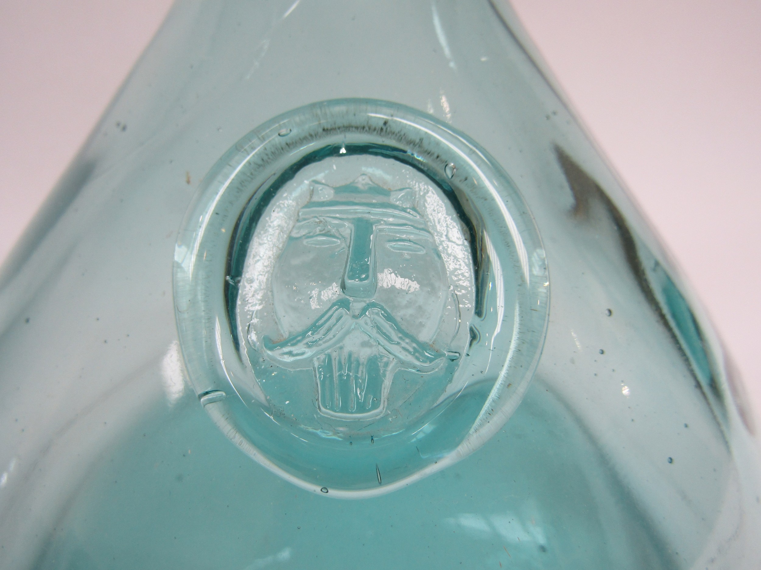 A Holmegaard blue glass carafe by Ole Winther with an applied "Viking" seal. 23cm high - Image 2 of 2