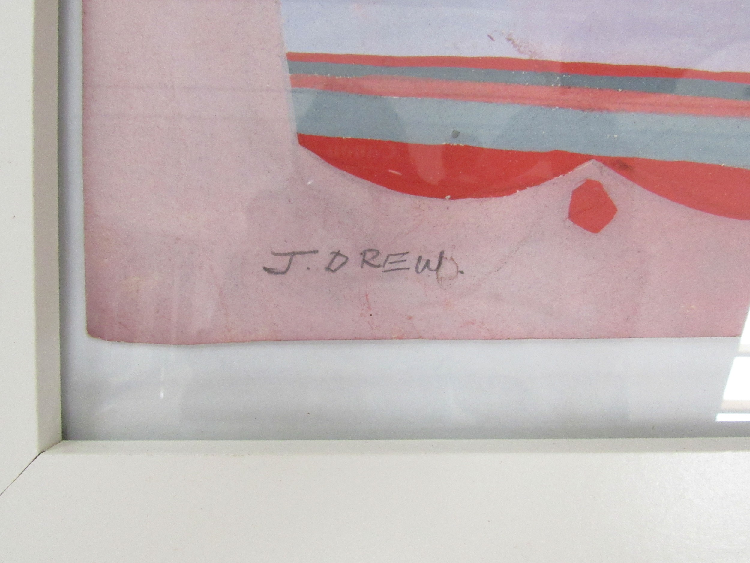 J DREW (XX) An original framed gouache painting on paper of a dressing table, signed bottom left. - Image 3 of 3