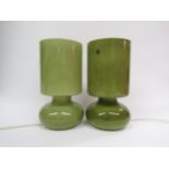 A pair of "Lykta" green glass table lamps, hand blown. 1980's/90's. 25cm high