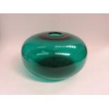 An Ola Wilborg large green hand blown glass vase in the scarce 'Stockholm' range for Ikea. 19cm high