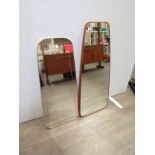 Two framed mirrors, one metal framed, one wood, largest 90cm x 38cm