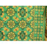 A Casa Pupo rug/throw, 1970's in green and gold colours, approx 250cm x 230cm