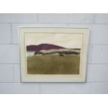 JOHN BRUNSDON (1933-2014) A framed and glazed coloured etching "The view towards Rhossilli" pencil
