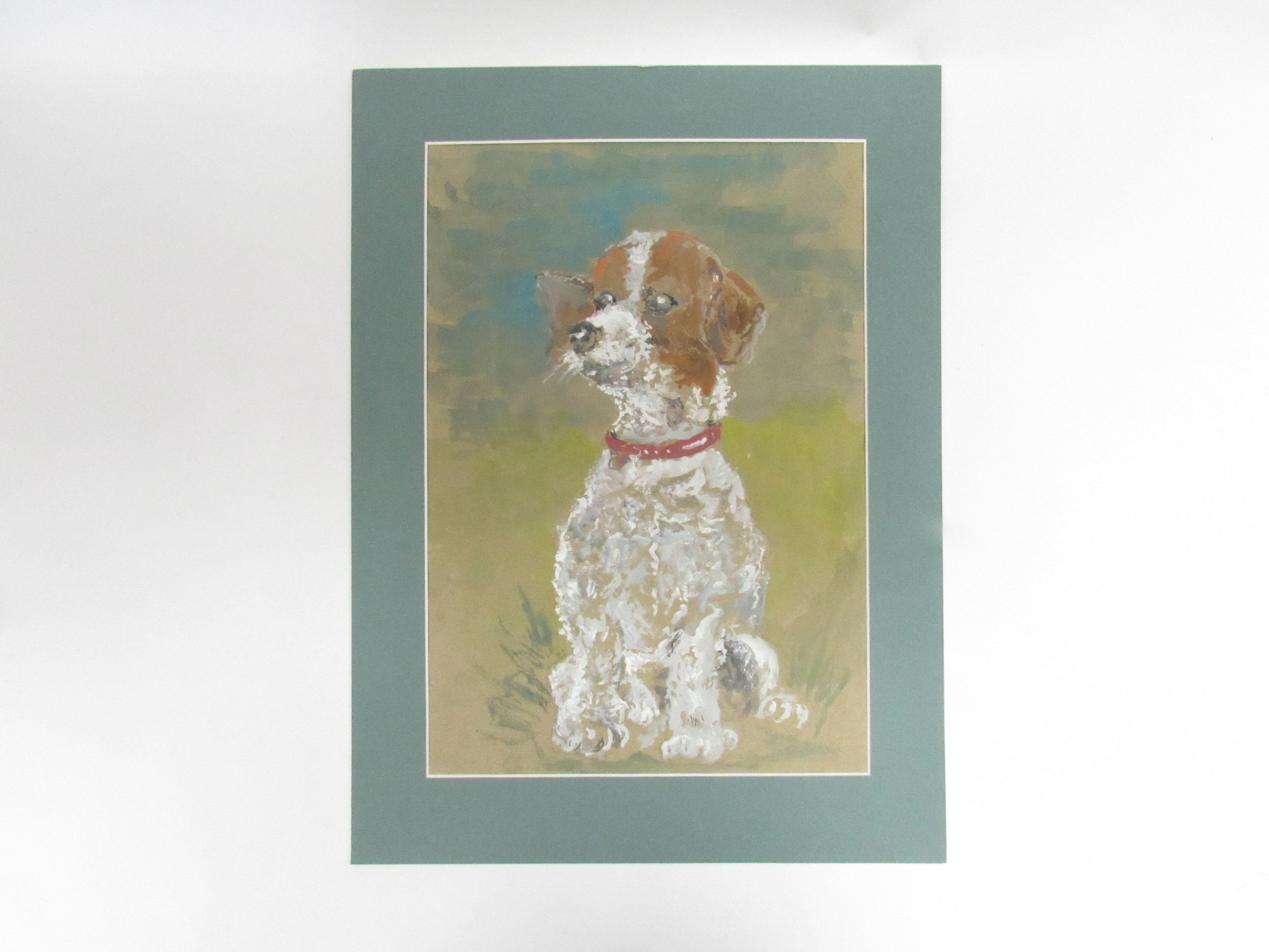 An original painting of a dog in original mount. Image size 37cm x 25.5cm