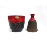 A Jopeko West German Fat Lava red and black planter, 13.5cm high and a Danish Klaus Lehmann red