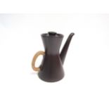 Stig Lindberg - Terma range coffee pot with cane handle designed in 1955 for Gustavsberg. 21cm High.