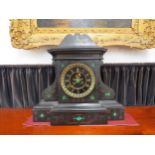 An Impressive late 19th / early 20th Century black Belgium marble mounted clock of architectural