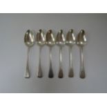 A set of six William Eaton silver Old English pattern spoons, London 1821. 208g