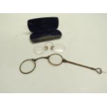 A pair of late Victorian Lorgnette with heart finial handle and pair of Pince Nez glasses (2)