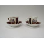 A pair of 19th Century style cups and saucers