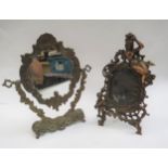 A Roccoco style metal photo frame and swing mirror, 34.5cm x 35cm (2)