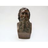 A hollow cast bronze bust of George Macdonald by George Anderson Lawson, signed, 26cm tall