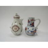 A Chinese covered milk jug/ewer, floral patterns with armorial decoration within cartouche, 2nd