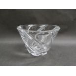 A heavy crystal glass bucket form vase marked "RCR" to base, 15cm high x 23cm diameter