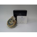 A Royal Crown Derby paperweight 'Dragon of Good Fortune'. Gold stopper with certificate, 253/1,