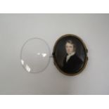 An early 19th Century miniature portrait of a handsome gentleman on ivory 7.5cm x 6cm Ivory Ref: