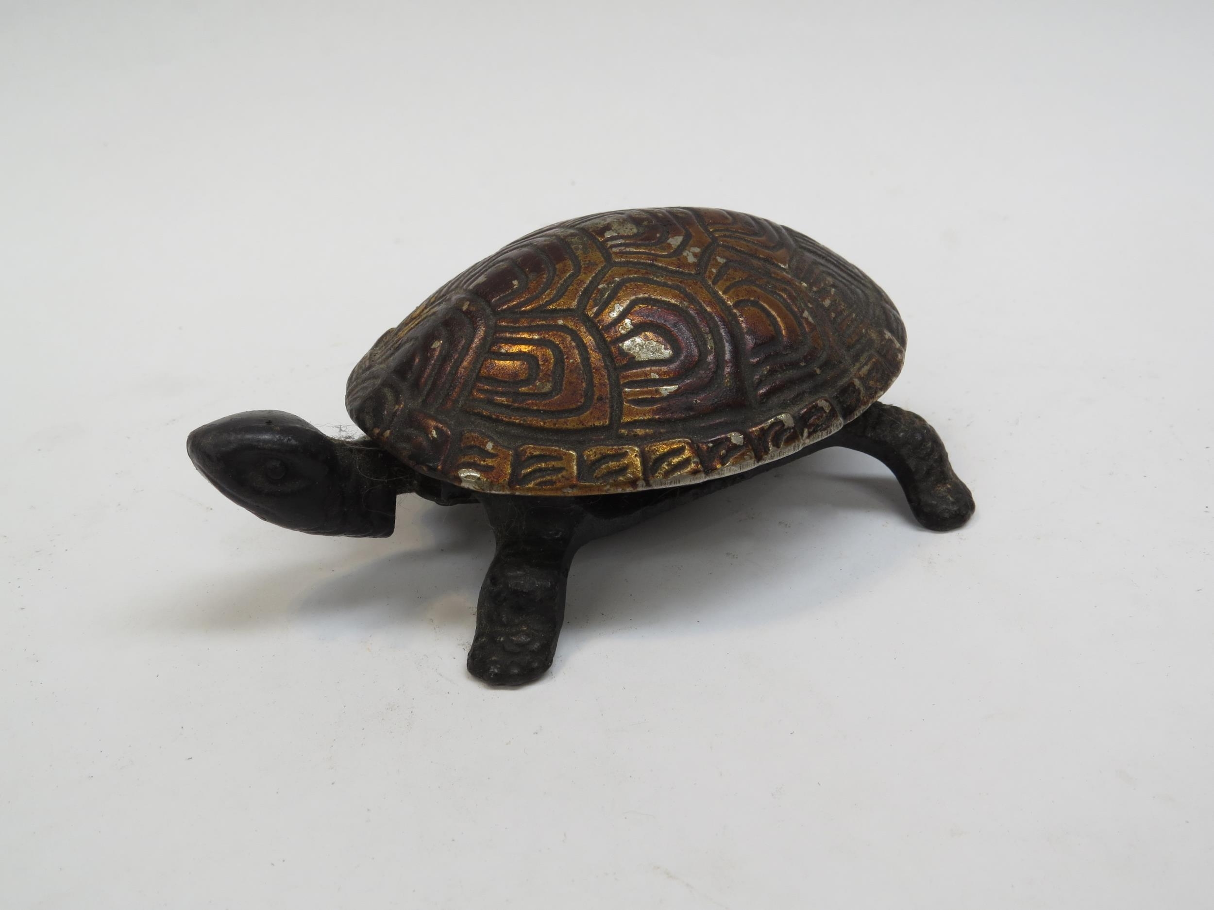 A cast metal tortoise shop counter bell, 12cm long - Image 2 of 3