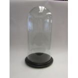 A large glass display dome on fitted stand, 48cm tall