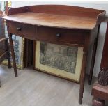 A Regency mahogany wash stand with 3/4 gallery back over two drawers, turned legs, worn, 92cm x