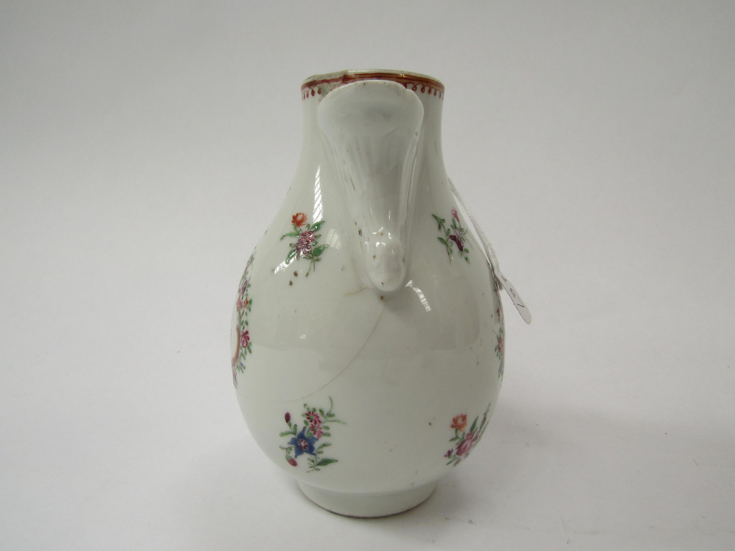 A Chinese covered milk jug/ewer, floral patterns with armorial decoration within cartouche, 2nd - Image 6 of 8