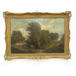 An early to mid 19th Century English School rural landscape depicting woodland, lane and river