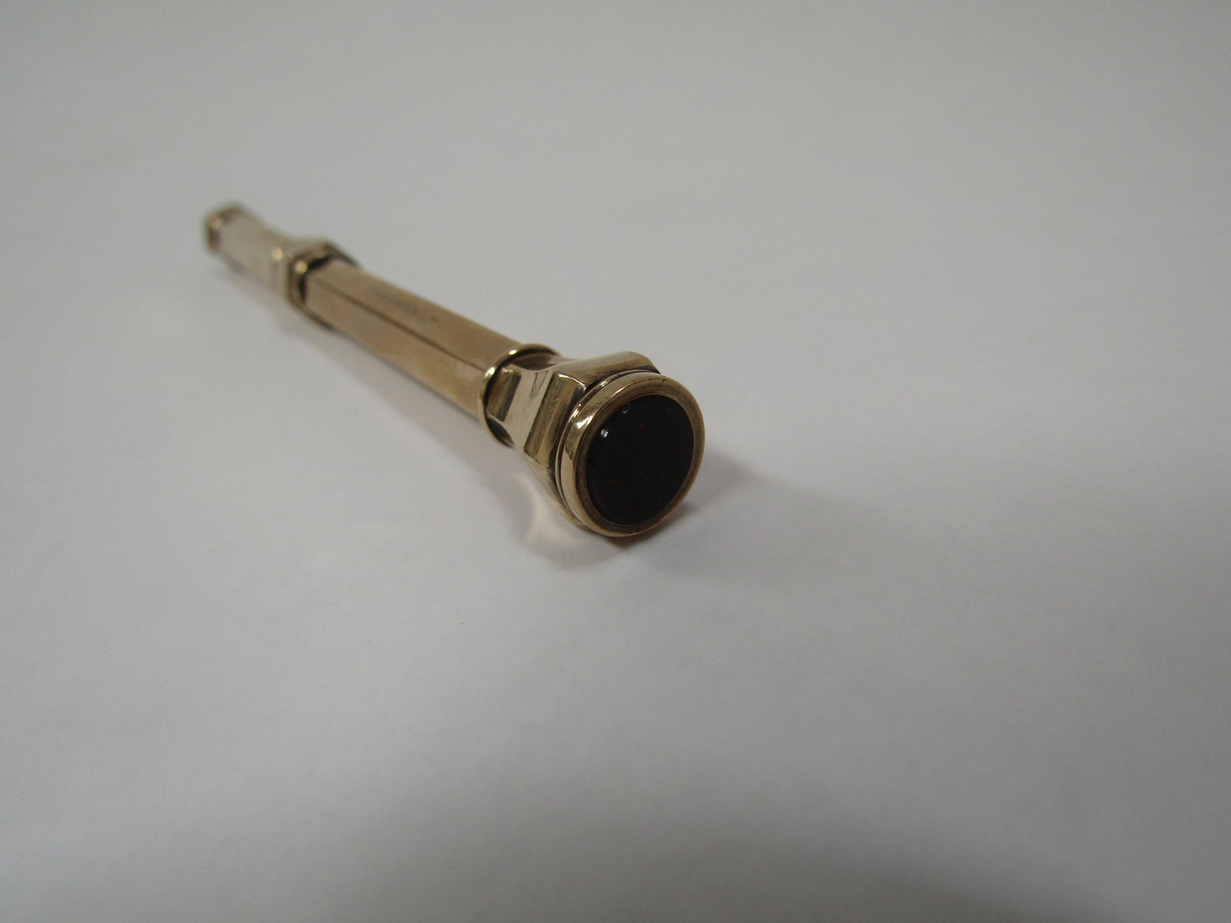 A Samson Mordan 9ct gold propelling pencil with uncarved seal top, 16.2g - Image 3 of 4