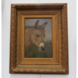 ALFRED MOGINIE BRYANT (XIX-XX): Portrait / side profile of a Donkey, oil on board, 27cm x 18.5cm