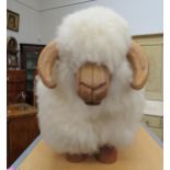 A footstool as a sheep with fleece body, 44cm tall