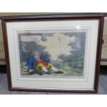 A 19th Century hand coloured print 'General Rays, or John Bull enjoying the sunshine', framed and