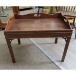 A 19th Century mahogany butler's tray top table, chamfered supports, 54cm high x 68cm long x 44cm