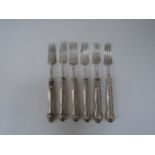 A set of six Victorian silver fruit forks, shafts stamped Sheffield 1858, 185g