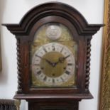 An early to Mid 20th Century Tempus Fugit oak cased Grandmother clock, three train movement striking